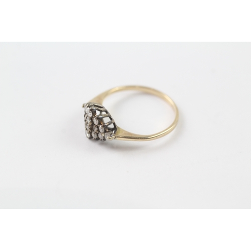 152 - 9ct gold diamond cluster ring (1.3g) Size J