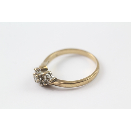 159 - 9ct gold diamond cluster ring (2.9g) Size O