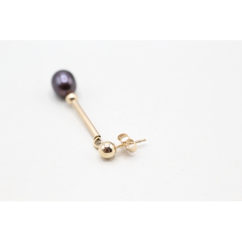 168 - 9ct gold and cultured pearl drop stud earrings (1.4g)