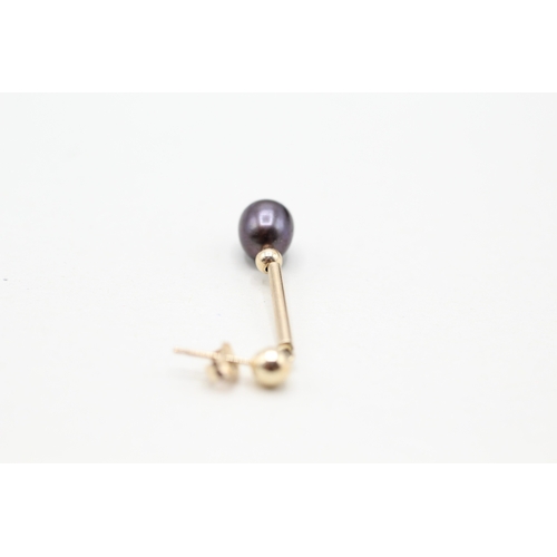 168 - 9ct gold and cultured pearl drop stud earrings (1.4g)