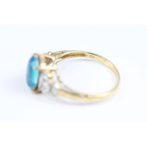 176 - 9ct gold diamond and opal triplet framed ring (2.9g) Size P 1/2