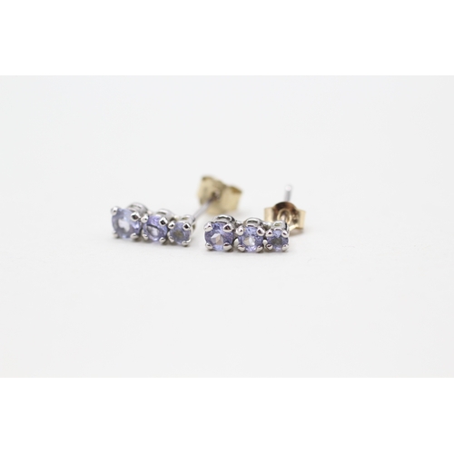 181 - 10ct gold and tanzanite stud earrings (0.7g)