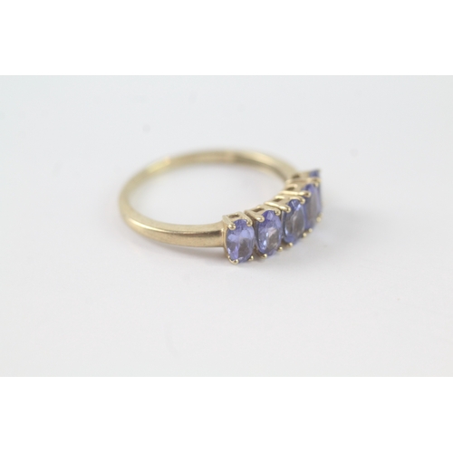 194 - 9ct gold five stone tanzanite ring (1.6g) Size M