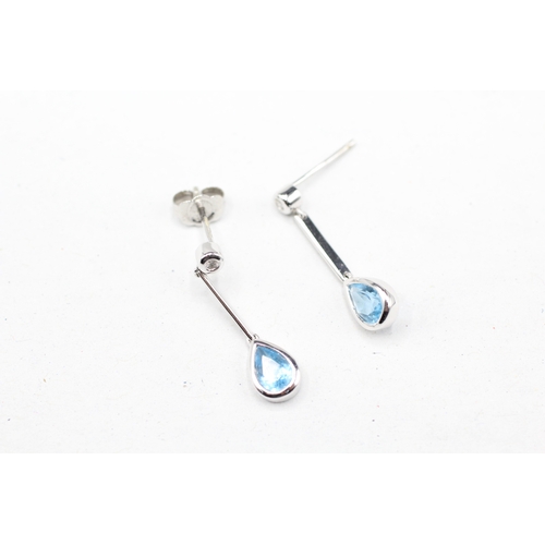 25 - 9ct gold diamond and topaz drop stud earrings (1.6g)