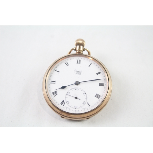 417 - Vintage Limit Open Face Rolled Gold Pocket Watch Hand-Wind WATCH RUNS