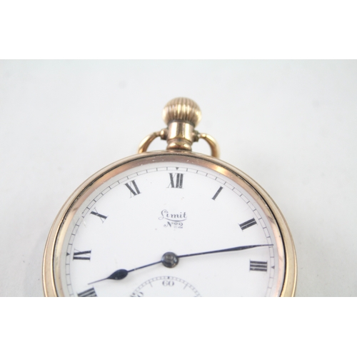 417 - Vintage Limit Open Face Rolled Gold Pocket Watch Hand-Wind WATCH RUNS