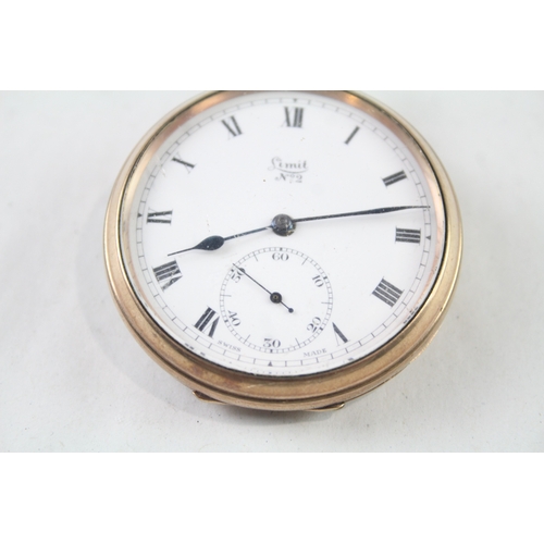 417 - Vintage Limit Open Face Rolled Gold Pocket Watch Hand-Wind WATCH RUNS