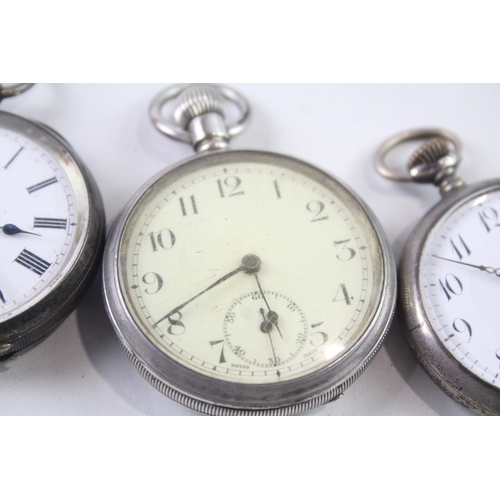 422 - Vintage Mixed Purity Silver Pocket Watches Hand/Key-Wind UNTESTED