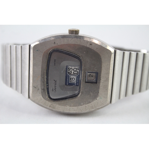 425 - Vintage Digital Jump Hour Stainless Steel Watch Hand-Wind WATCH RUNS