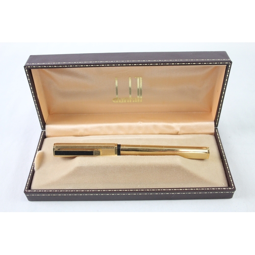 435 - Vintage Alfred DUNHILL Gold Plated Fountain Pen w/ 14ct Gold Nib WRITING Boxed