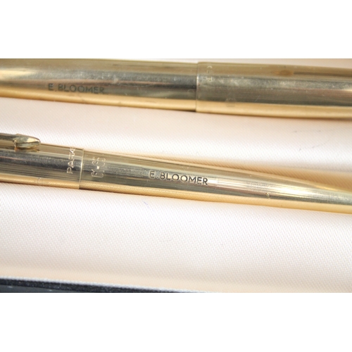 440 - Parker 61 Gold Plated Fountain Pen Set w/ 14ct Gold Nib, Ballpoint, Pencil, Box