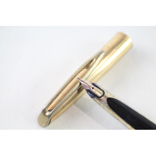 449 - Vintage Waterman C/F Black Fountain Pen w/ 14ct Nib, Gold Plate Cap WRITING