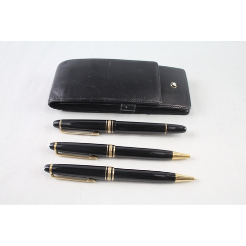 450 - Montblanc Meisterstuck Fountain Pen Set w/ 14ct White Gold Nib, Ballpoint Etc