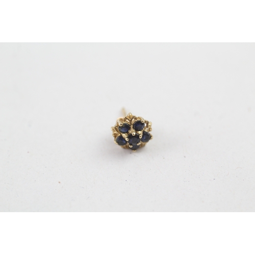 50 - 9ct gold sapphire cluster earrings (1.2g)