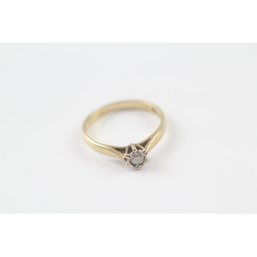 52 - 9ct gold diamond solitaire ring (1.3g) Size J 1/2