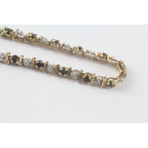 8 - 9ct gold sapphire and diamond bracelet (6.2g)