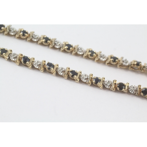 8 - 9ct gold sapphire and diamond bracelet (6.2g)