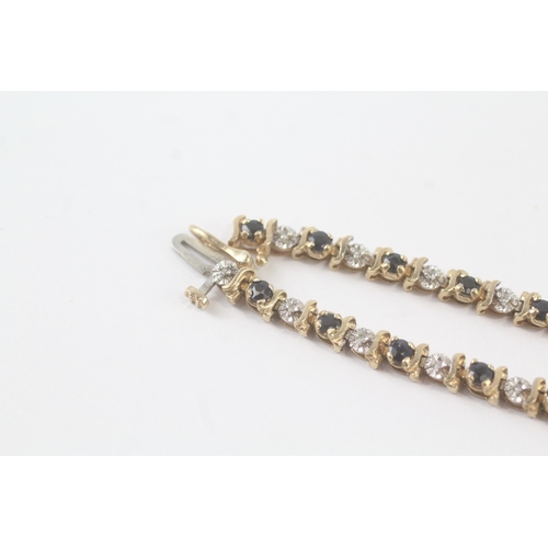 8 - 9ct gold sapphire and diamond bracelet (6.2g)