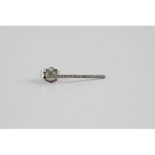 93 - 9ct white gold diamond row earrings (0.4g)