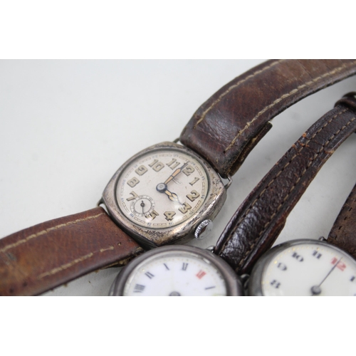 447 - Women's Vintage Silver Watches Hand-Wind Inc. Trench Style WATCH RUNS x 4