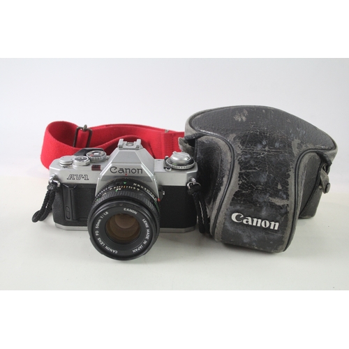 407 - Canon AV-1 SLR Vintage Film Camera Working w/ Canon FD 50mm F/1.8 Lens