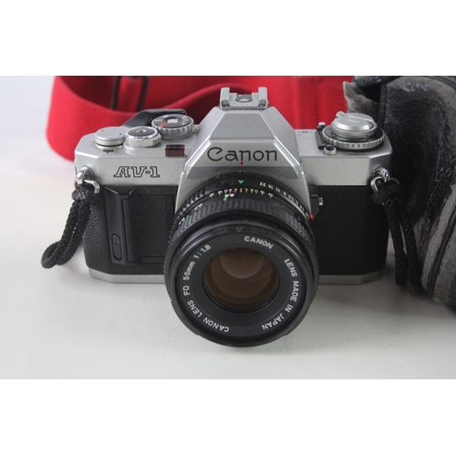 407 - Canon AV-1 SLR Vintage Film Camera Working w/ Canon FD 50mm F/1.8 Lens