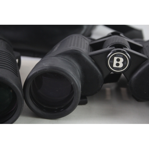 416 - Rubber-Coated Waterproof Binoculars Inc Bushnell w/ Original Case Working x 2