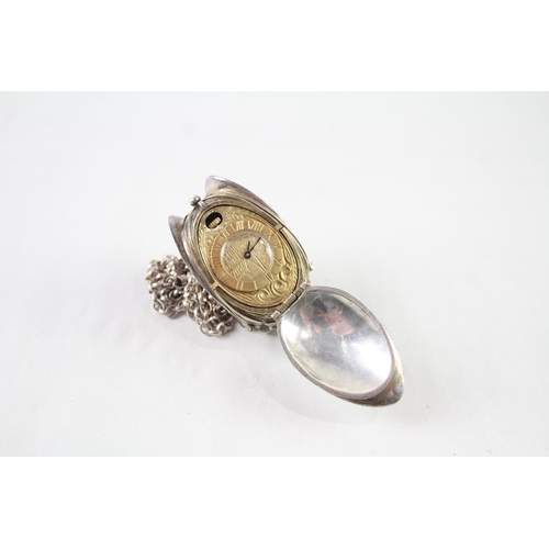 433 - Vintage 925 Silver Flower Bud Fob Watch Hand-Wind WATCH RUNS