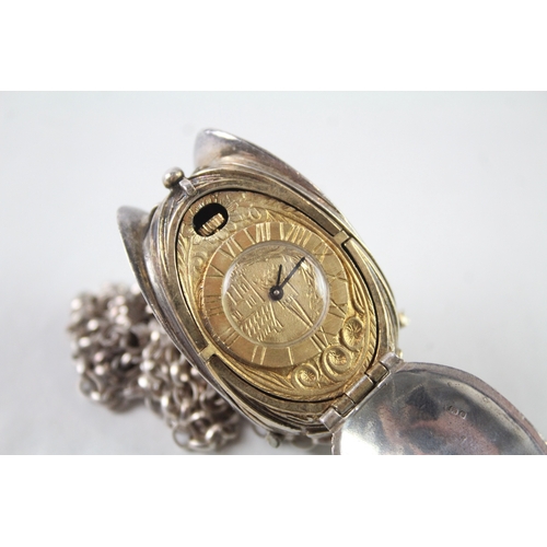 433 - Vintage 925 Silver Flower Bud Fob Watch Hand-Wind WATCH RUNS