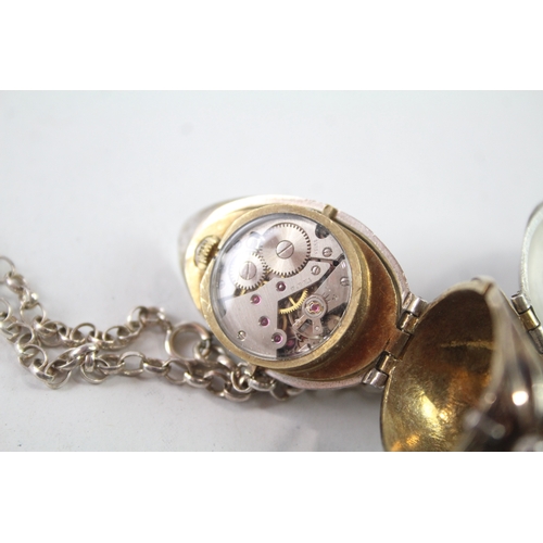 433 - Vintage 925 Silver Flower Bud Fob Watch Hand-Wind WATCH RUNS