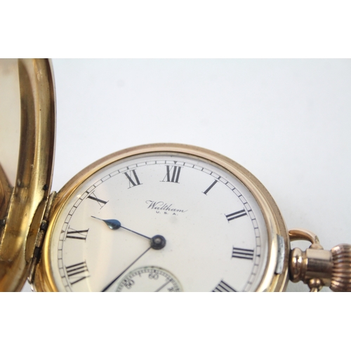 436 - Vintage Waltham Full Hunter Rolled Gold Pocket Watch Hand-Wind WATCH RUNS