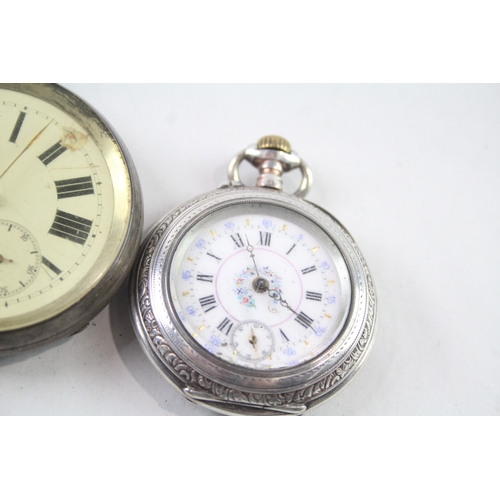 438 - Vintage Mixed Purity Silver Pocket Watches Hand/Key-Wind UNTESTED