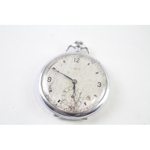 444 - Vintage Pierce Open Face Slim Pocket Watch Hand-Wind WATCH RUNS