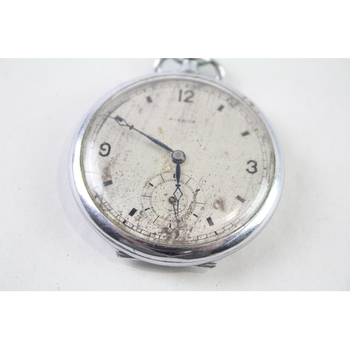 444 - Vintage Pierce Open Face Slim Pocket Watch Hand-Wind WATCH RUNS