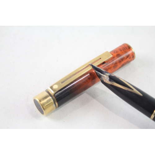 456 - Vintage Sheaffer Targa Orange Lacquer Fountain Pen w/ 14ct Gold Nib WRITING