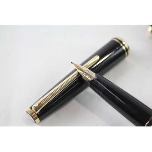 462 - Vintage Montblanc Classic Black Fountain Pen Set w/ 14ct Gold Nib, Ballpoint Etc