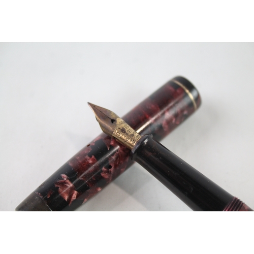 464 - Vintage De La Rue Onoto The Pen Burgundy Fountain Pen w/ 14ct Nib WRITING