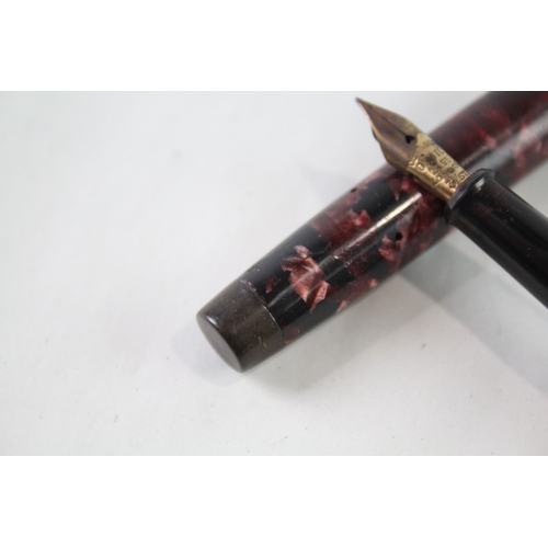 464 - Vintage De La Rue Onoto The Pen Burgundy Fountain Pen w/ 14ct Nib WRITING