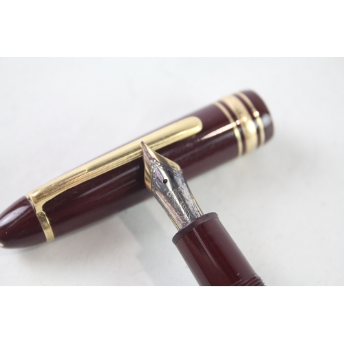 469 - Montblanc Meisterstuck No.146 Burgundy Fountain Pen w/ 14ct White Nib WRITING