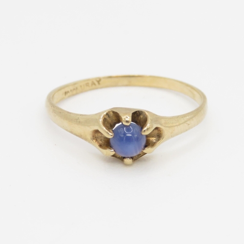 71 - 9ct gold blue star gemstone set solitaire ring (1.5g) Size N