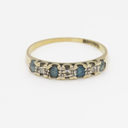 88 - 9ct gold diamond and blue topaz eternity ring (1.3g) Size N