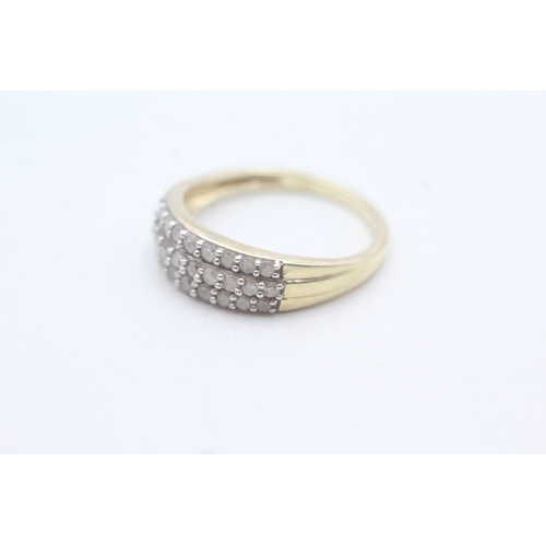 101 - 9ct gold diamond set band ring (2.3g) Size O