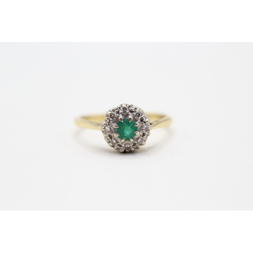 38 - 18ct gold emerald and diamond ring (2.8g) Size M