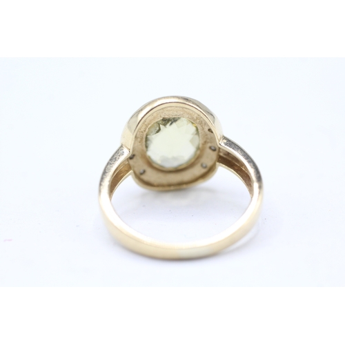 46 - 9ct gold diamond and citrine cocktail ring (3.7g) Size O