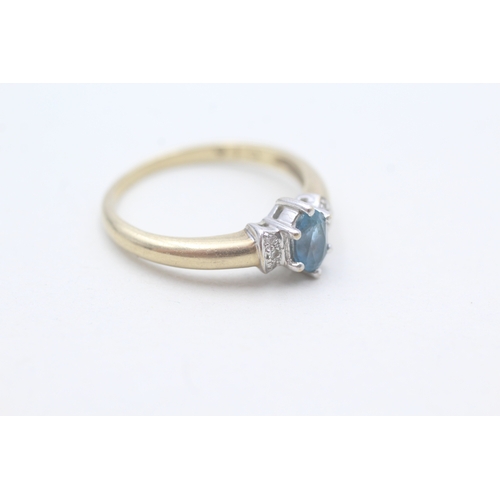 81 - 9ct gold diamond and topaz set dress ring (2.5g) Size P