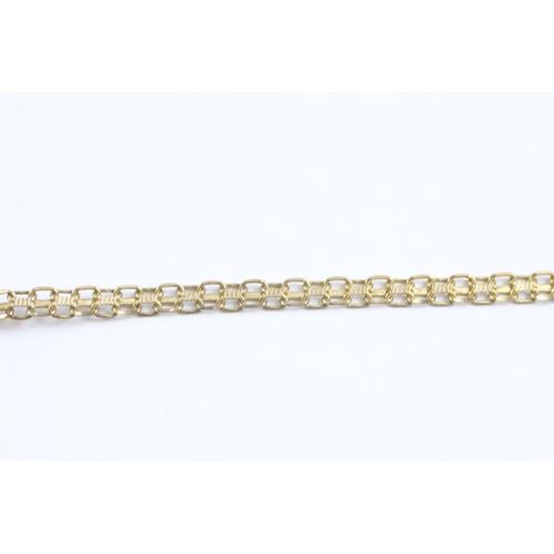 84 - 9ct gold sapphire and diamond row necklace (4.5g)