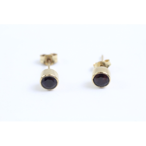 85 - 9ct gold amethyst stud earrings (1.4g)