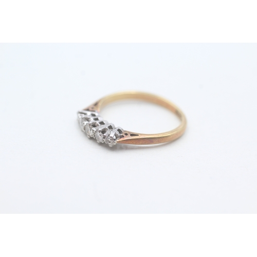 114 - 18ct gold diamond five stone ring (2g) - as seen - misshapen Size J