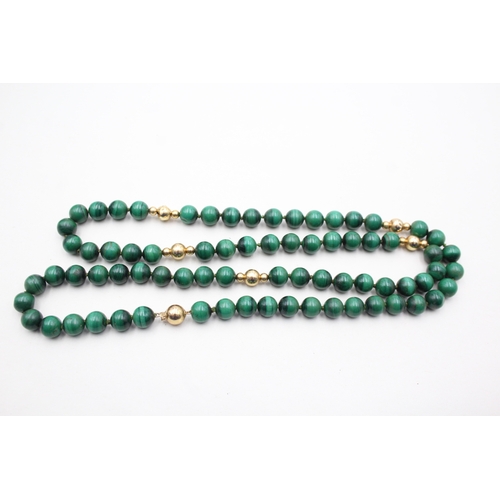 116 - 14ct gold malachite necklace (86.9g)