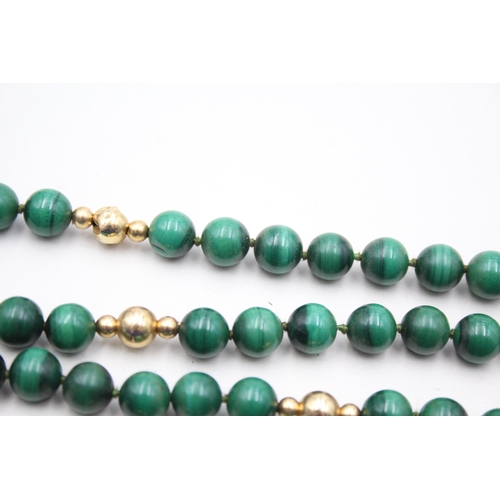 116 - 14ct gold malachite necklace (86.9g)